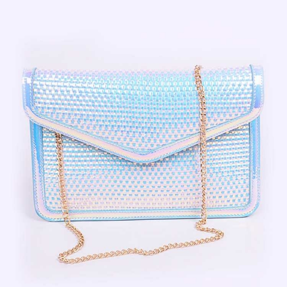 Envelope Metallic Embossed Convertible Clutch Bag